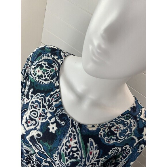 National Paisley Print Patio Lounge Midi A Line Dress MuMu Med Rayon Comfy Cozy - Picture 3 of 11